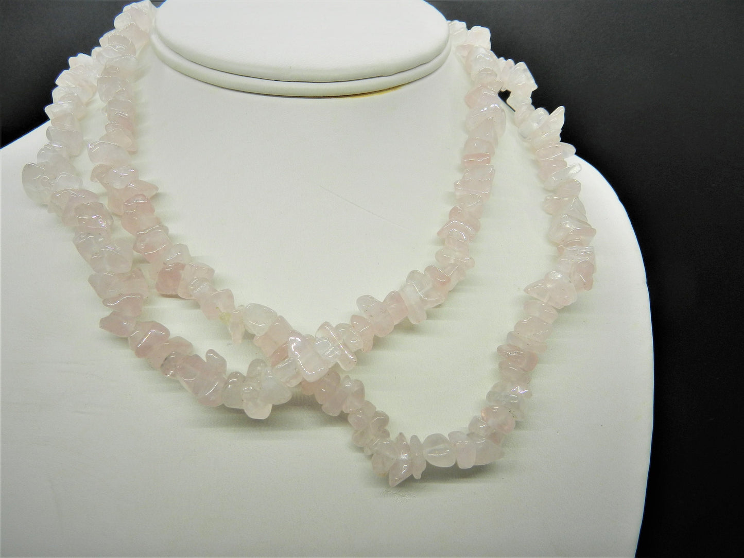 32" Authentic Rose Quartz Nugget Strand Necklace