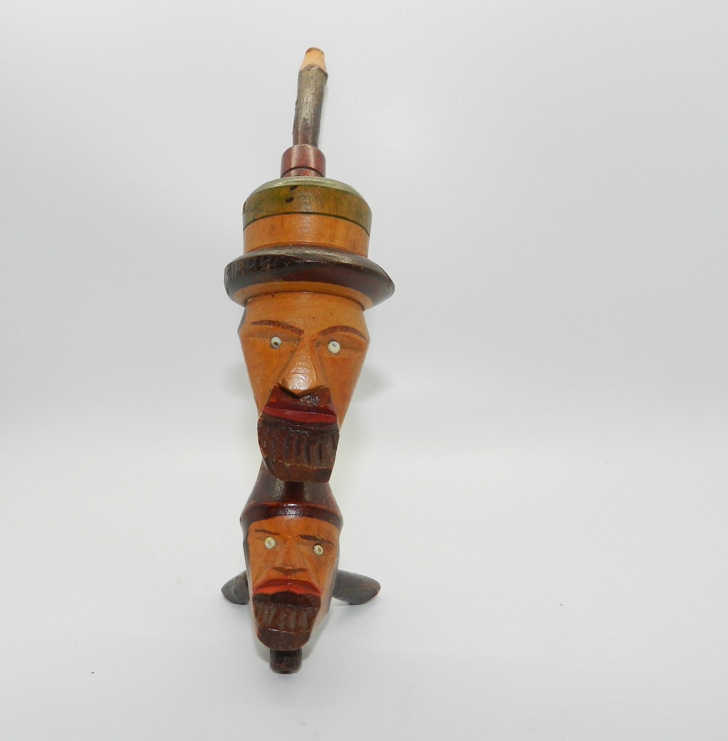 Vintage Italian 2 Headed Hand Carved Wood Pipe