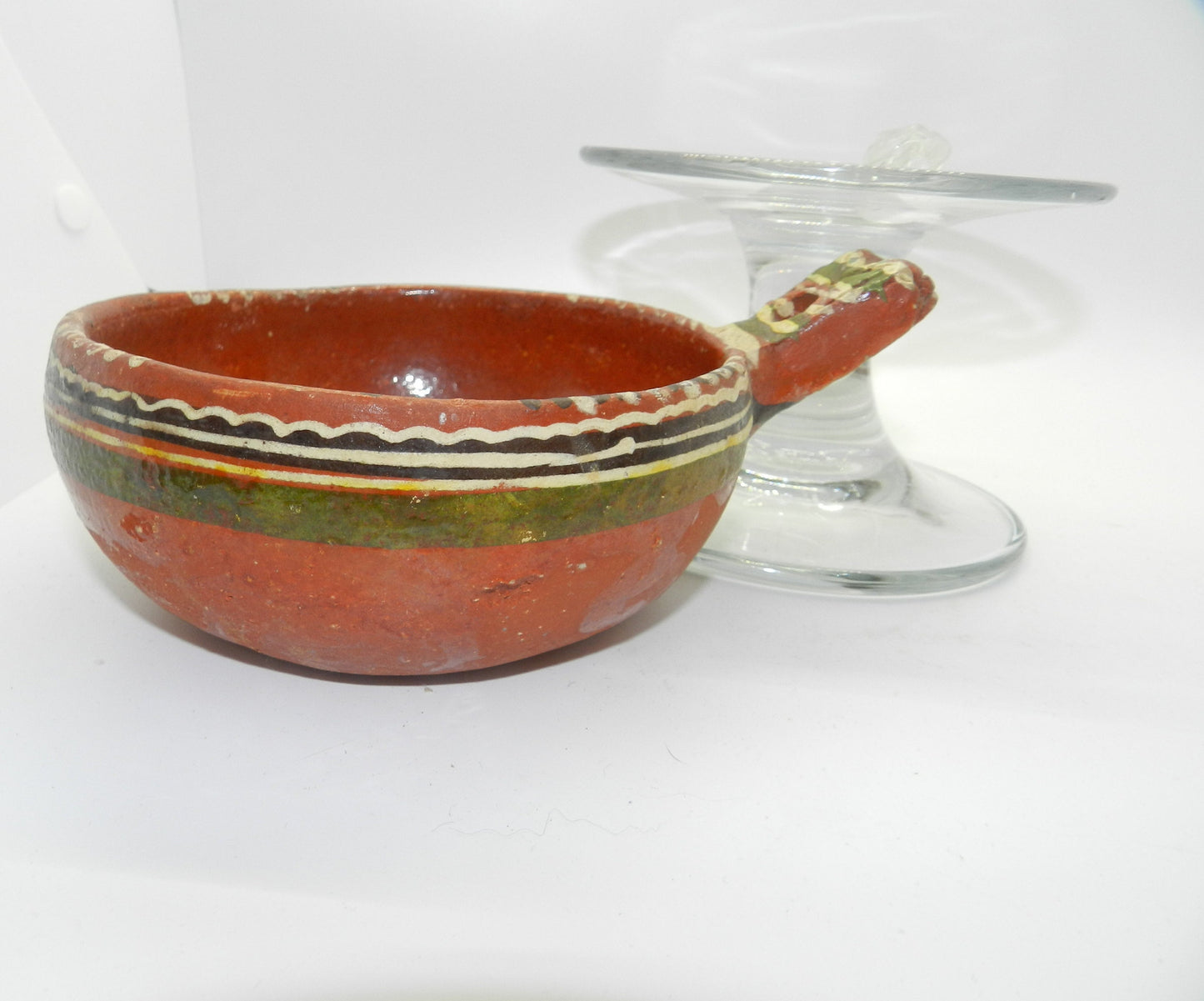 Two Antique Handmade Terracotta Clay Bowls