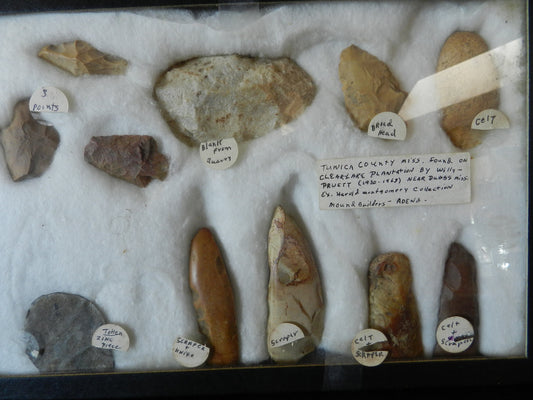 Collection of 11 Authentic Identified Celt's & Scrapers Tunica Co., MS  Arrowheads Spearheads