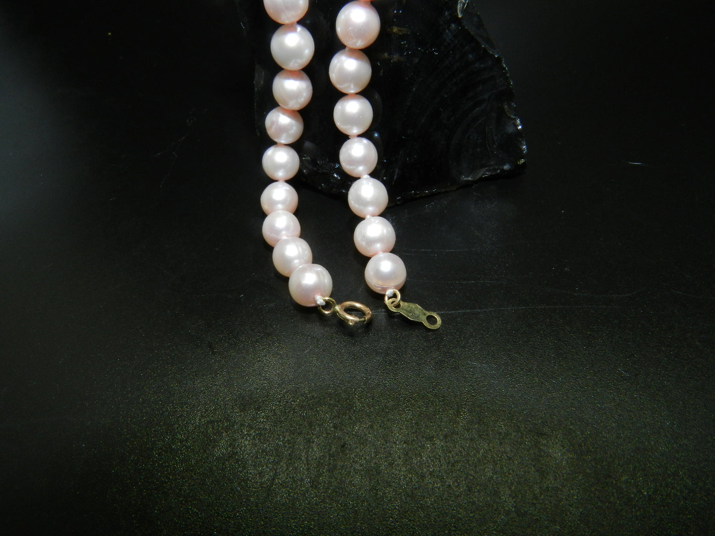 Vintage 10K Gold  Pale Pink Freshwater Pearl Bracelet