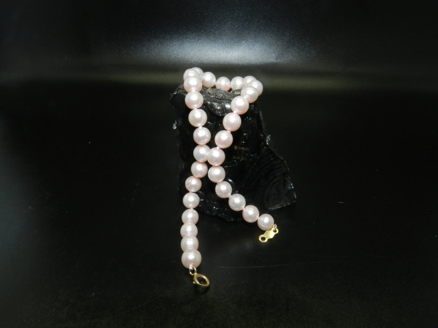 Vintage 10K Gold  Pale Pink Freshwater Pearl Bracelet