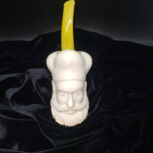 Vintage Carved Block Meerschaum Pipe - Bearded man