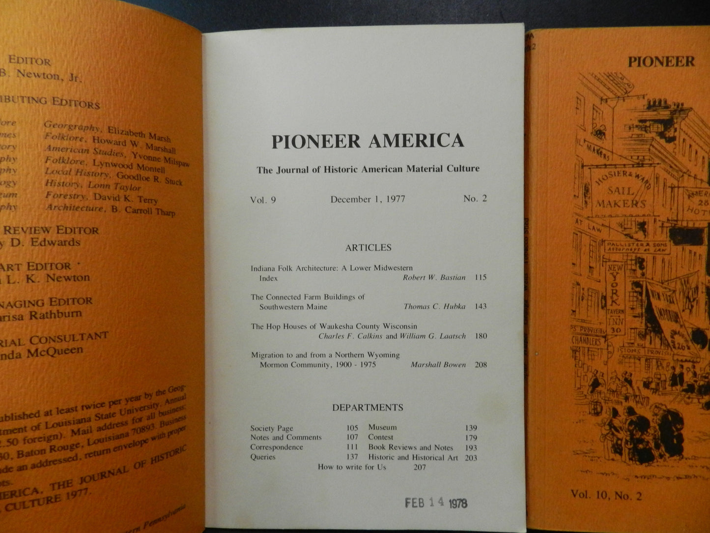 Vintage Books -"Pioneer American" Journal Material Culture  Vols. 9-1, 9-2, 10-2