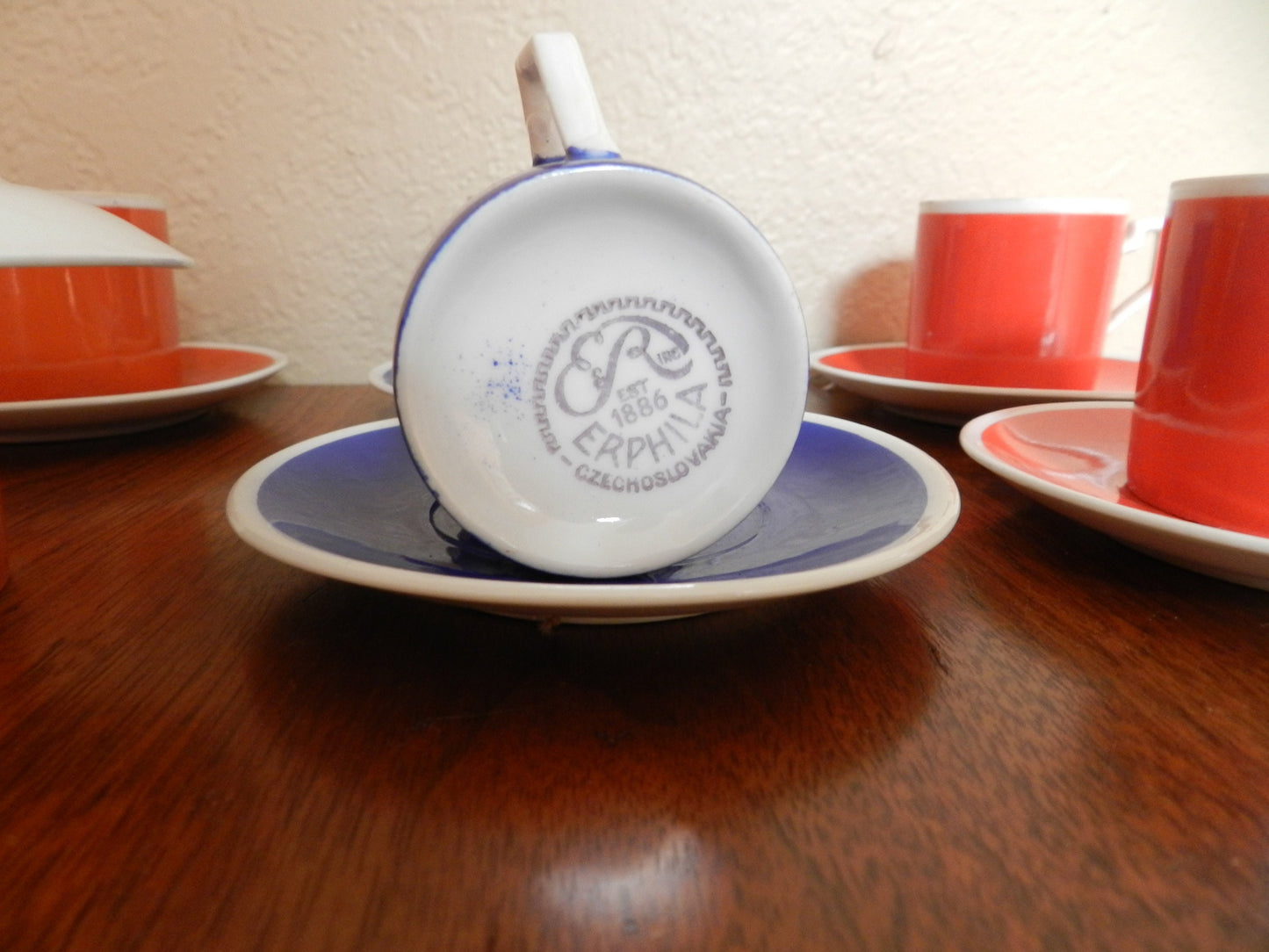 Vintage MCM Erphila Demitasse Cup & Saucer Set of 6, Expresso, Authentic Mid Century Mid-Century Modern