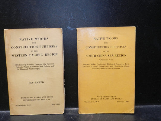 Vintage Books " Native Woods for Construction Purposes....."  South China Sea Western Pacific  Navy