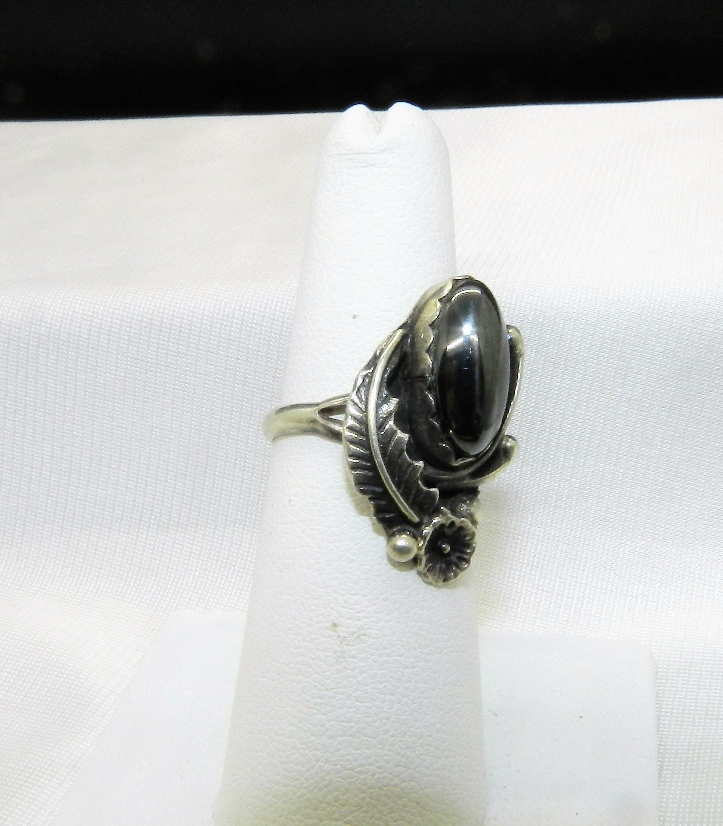 Vintage  Sterling Southwestern Hematite Ring - SZ 6.5 - 6 1/2"