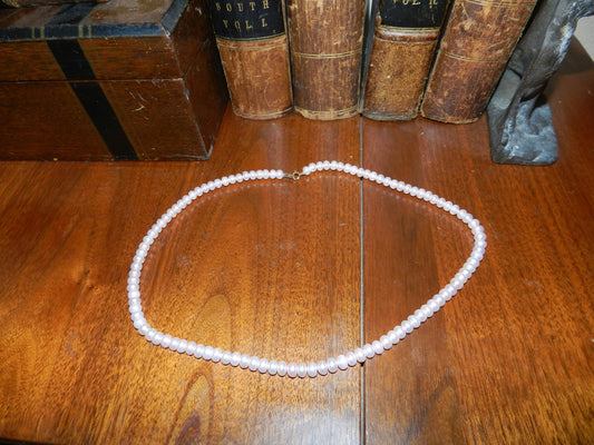 Simple Sterling Silver Baby Pink  Pearl Necklace - 20"