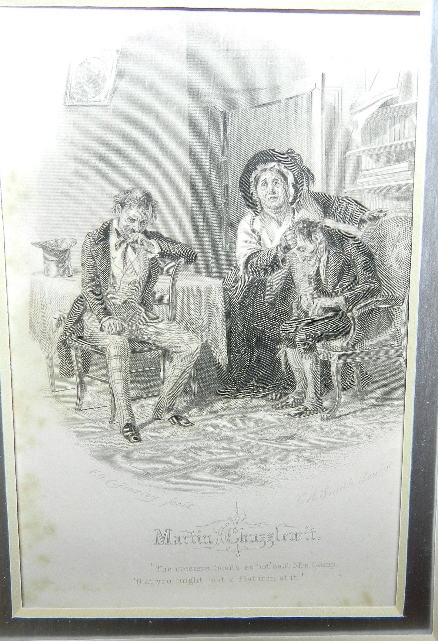 Authentic Antique  Book  Plate Etching from "Little Doritt" Novel Martin Chuzzlewit