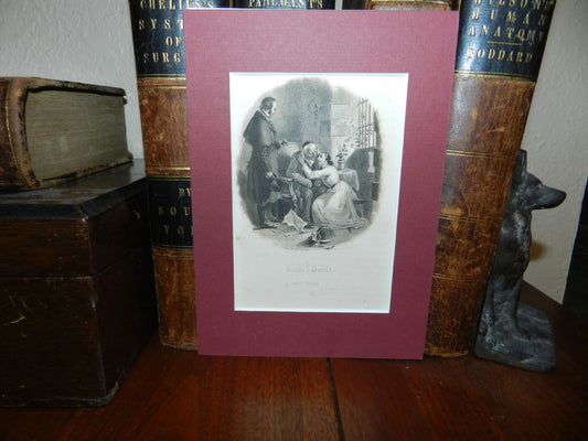 Authentic Antique  Book  Etching "Little Dorrit" Novel "Joyful Tidings"  Book 1, Chap XXXV