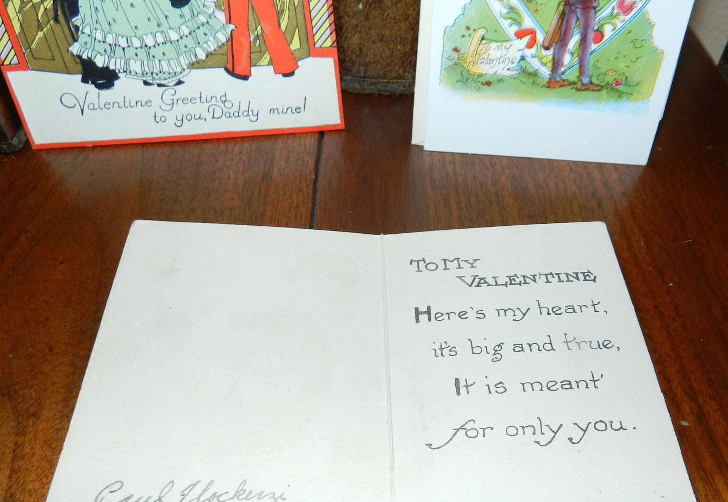 3 Vintage Valentine  Cards -  Daddy - Kids