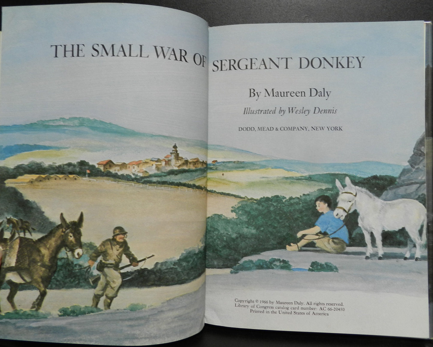 Vintage Illustrated Children's Book -  "The Small World of Sergeant Donkey" by  Maureen Daly - First Edition  Illus. Dennis