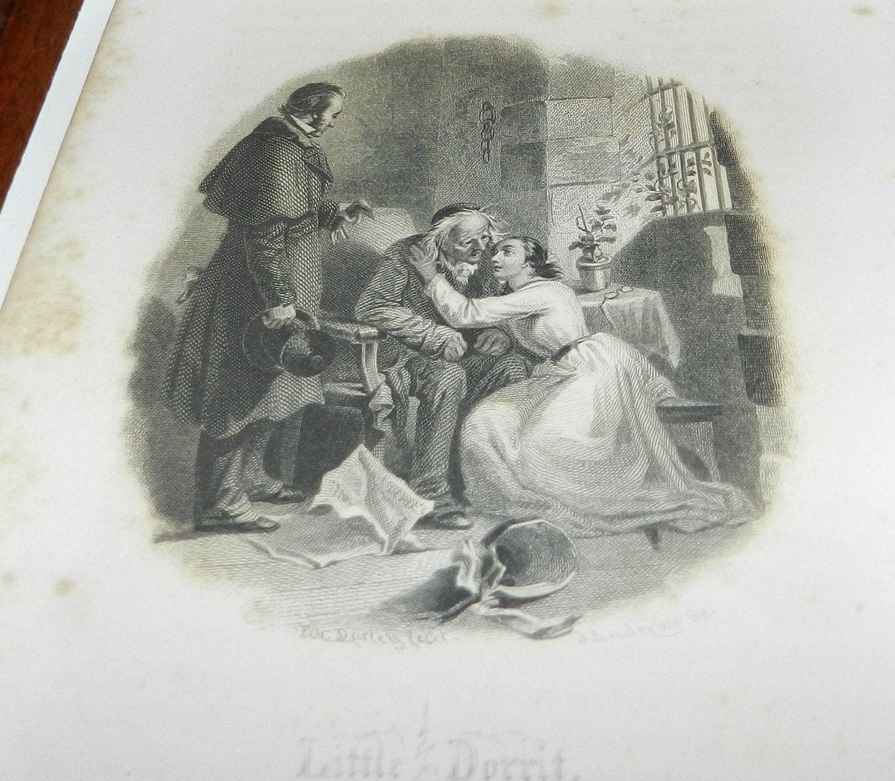 Authentic Antique  Book  Etching "Little Dorrit" Novel "Joyful Tidings"  Book 1, Chap XXXV