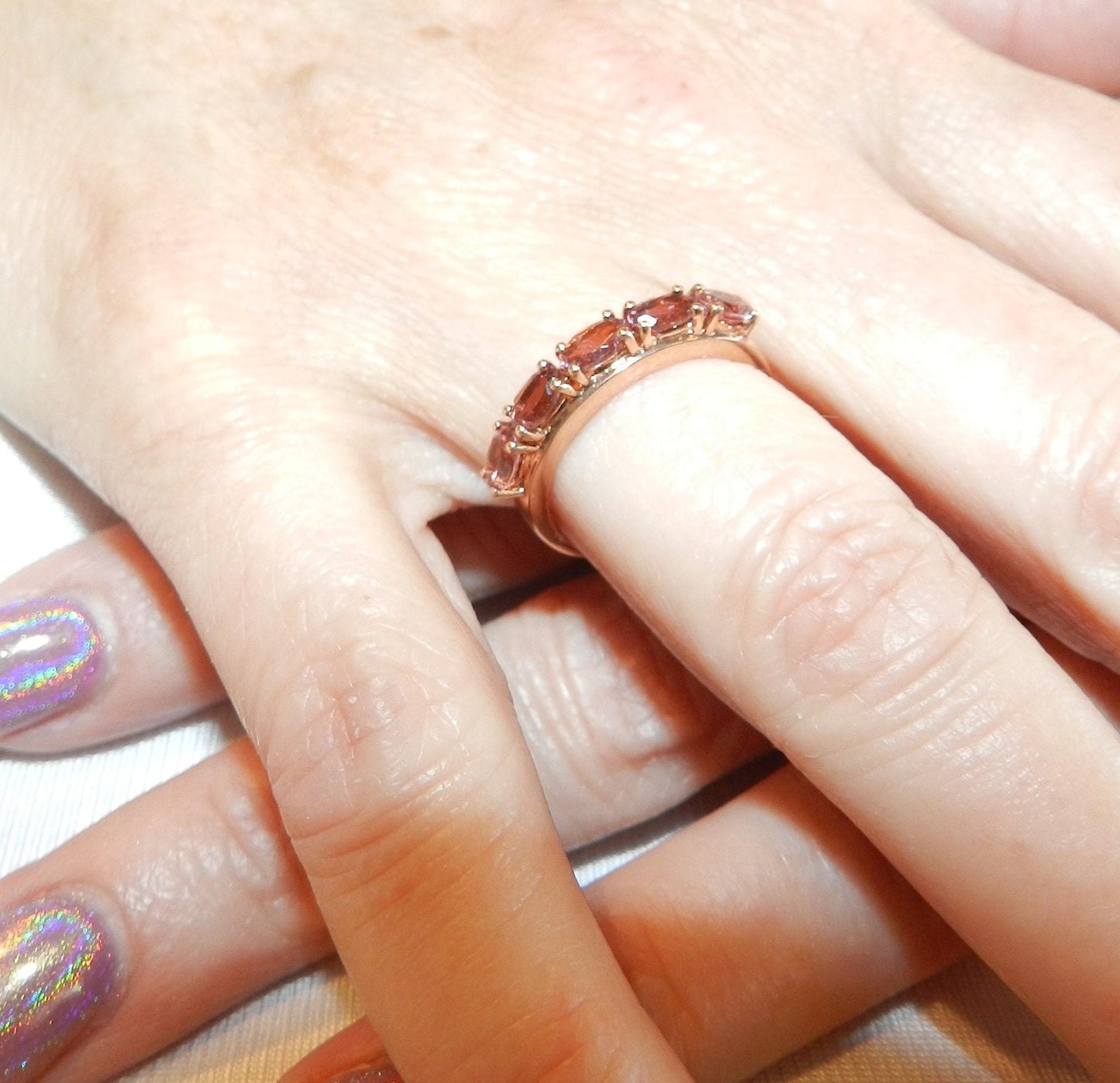 Vintage 10K Rose Gold Pink Tourmaline  Ring  Dead Stock Unused