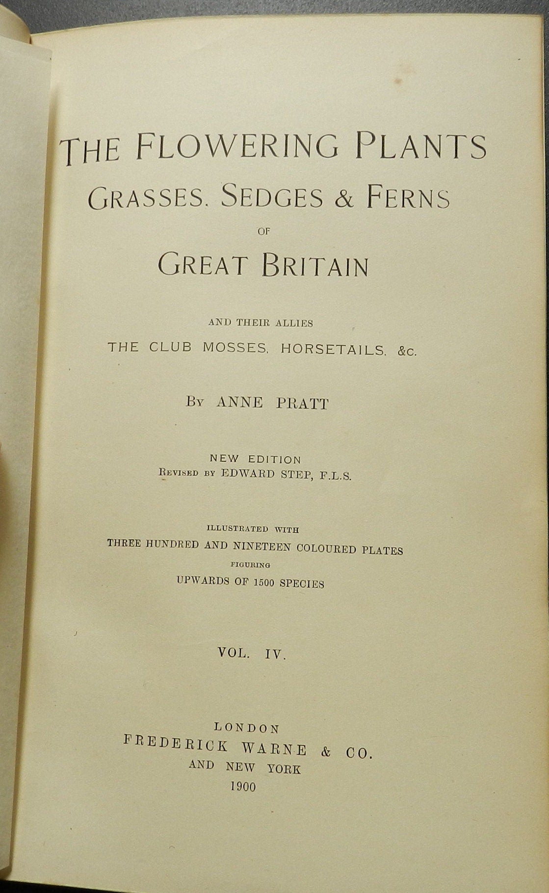 Vintage Book " The Flowering Plants Grasses, Sedges & Ferns of Great Britain" by Anne Pratt  Illustrated Vols. II and IV  1900