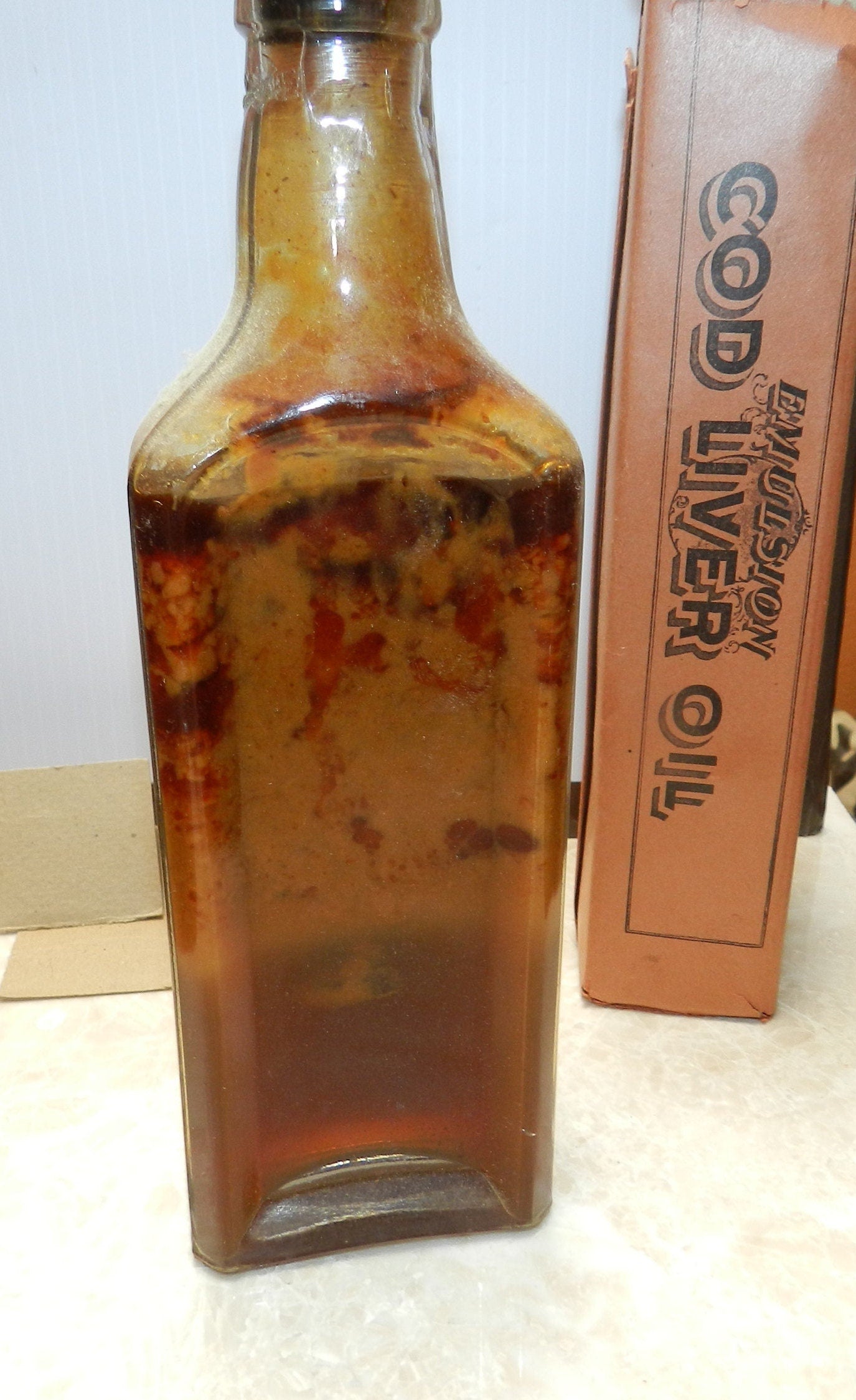 Authentic Antique Medicine Bottle - Emulsion Cod Liver Oil With Hypophosphates of Line & Soda  Ca. 1880