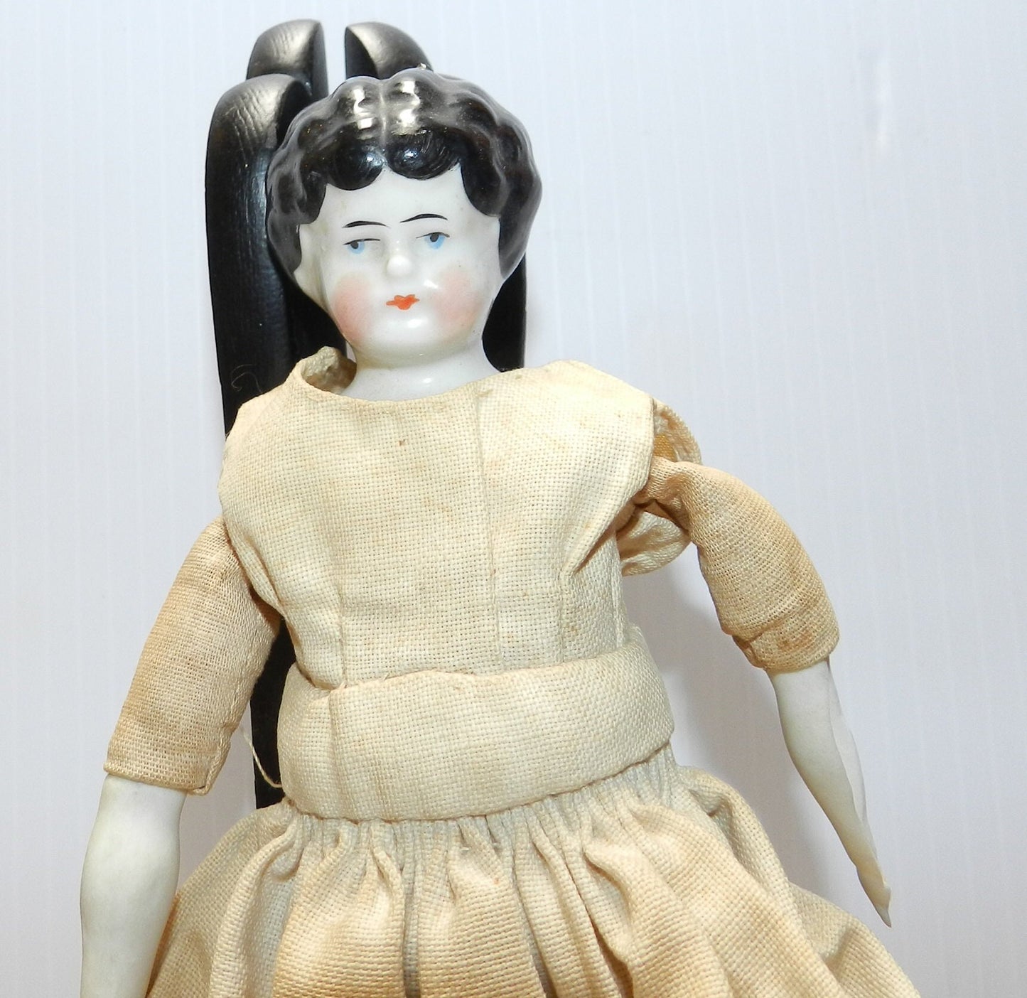 Vintage Antique Porcelain and Cloth Body Doll - Handmade Hand Stitched.