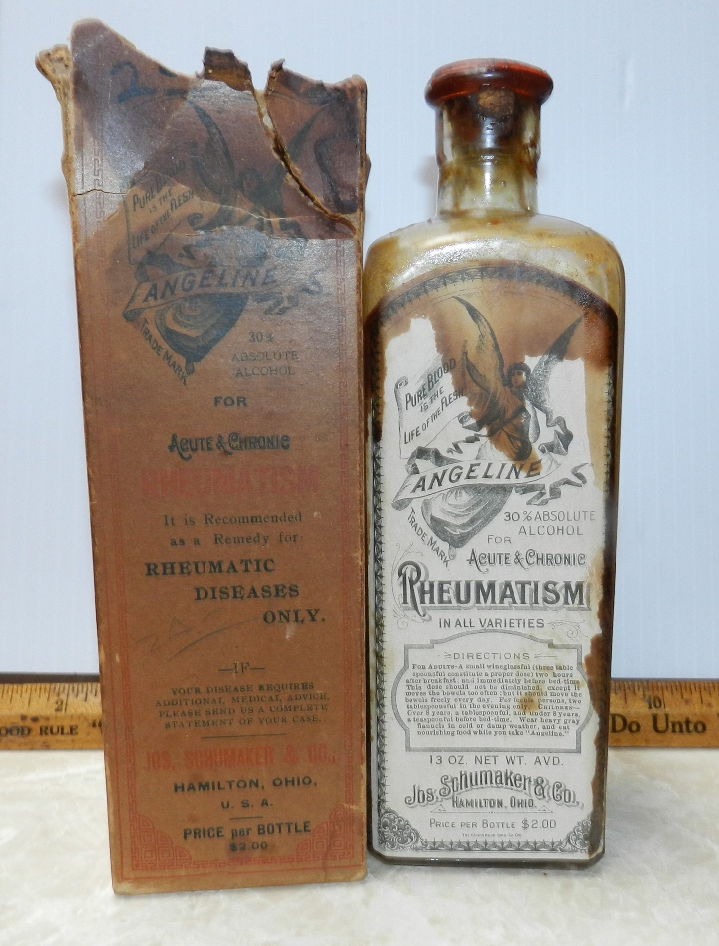 Authentic Antique Medicine Bottle - Angelina - Rheumatic - Old Apothecary