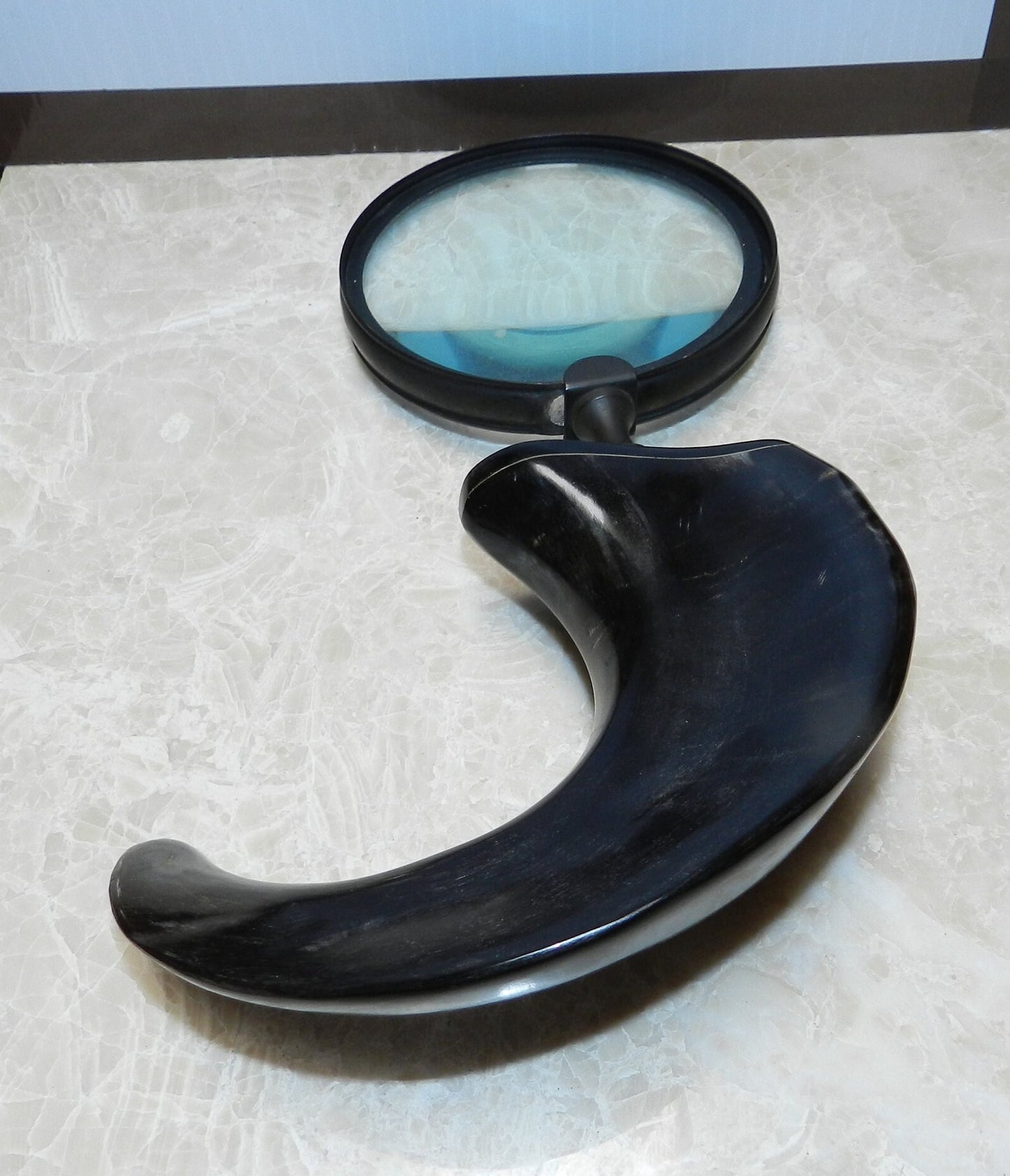 Authentic Vintage Large Curved Horn Magnifying Glass 10"