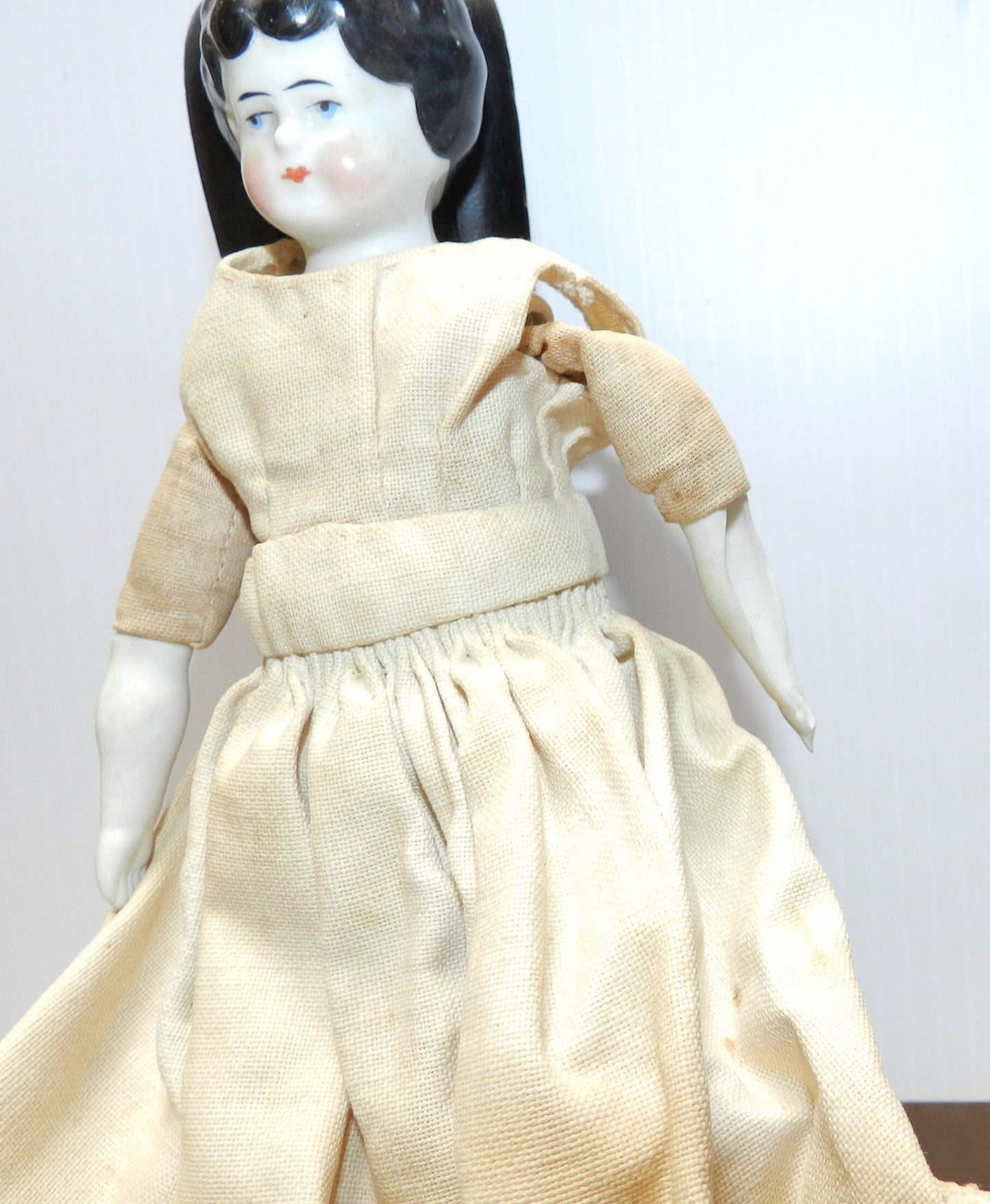 Vintage Antique Porcelain and Cloth Body Doll - Handmade Hand Stitched.