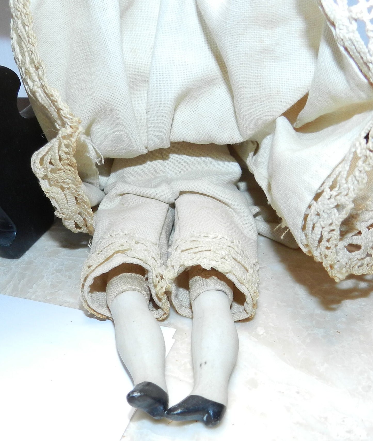 Vintage Antique Porcelain and Cloth Body Doll - Handmade Hand Stitched.