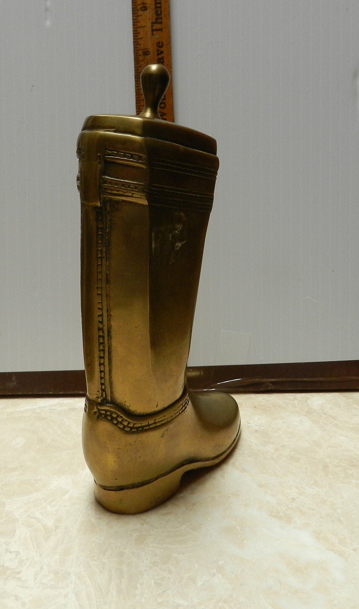 Vintage Brass Riding Boot Bookend - Equestrian Boot - Heavy Book End