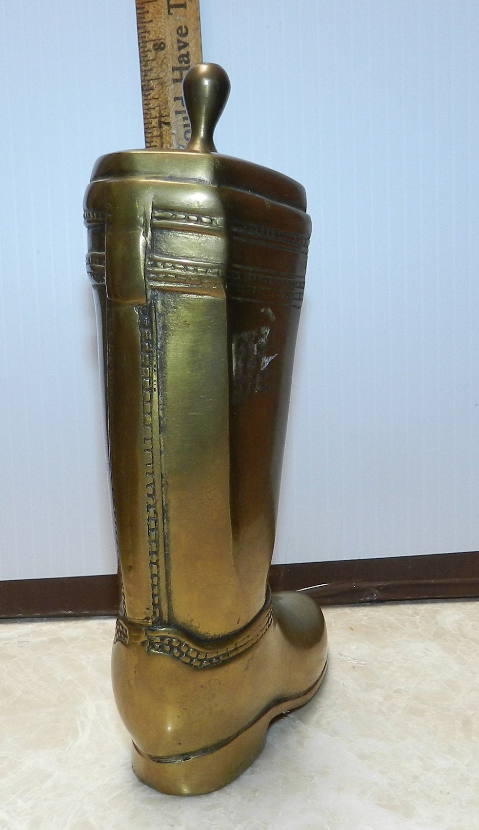 Vintage Brass Riding Boot Bookend - Equestrian Boot - Heavy Book End