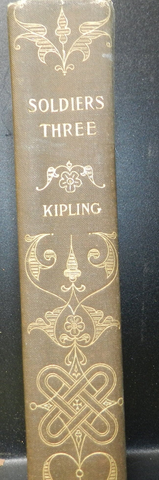 Antique Book "Soldiers Three" by R. Kipling  VG Condition  Unusual Binding Beautiful  Spine Gilding   Deckle Edge