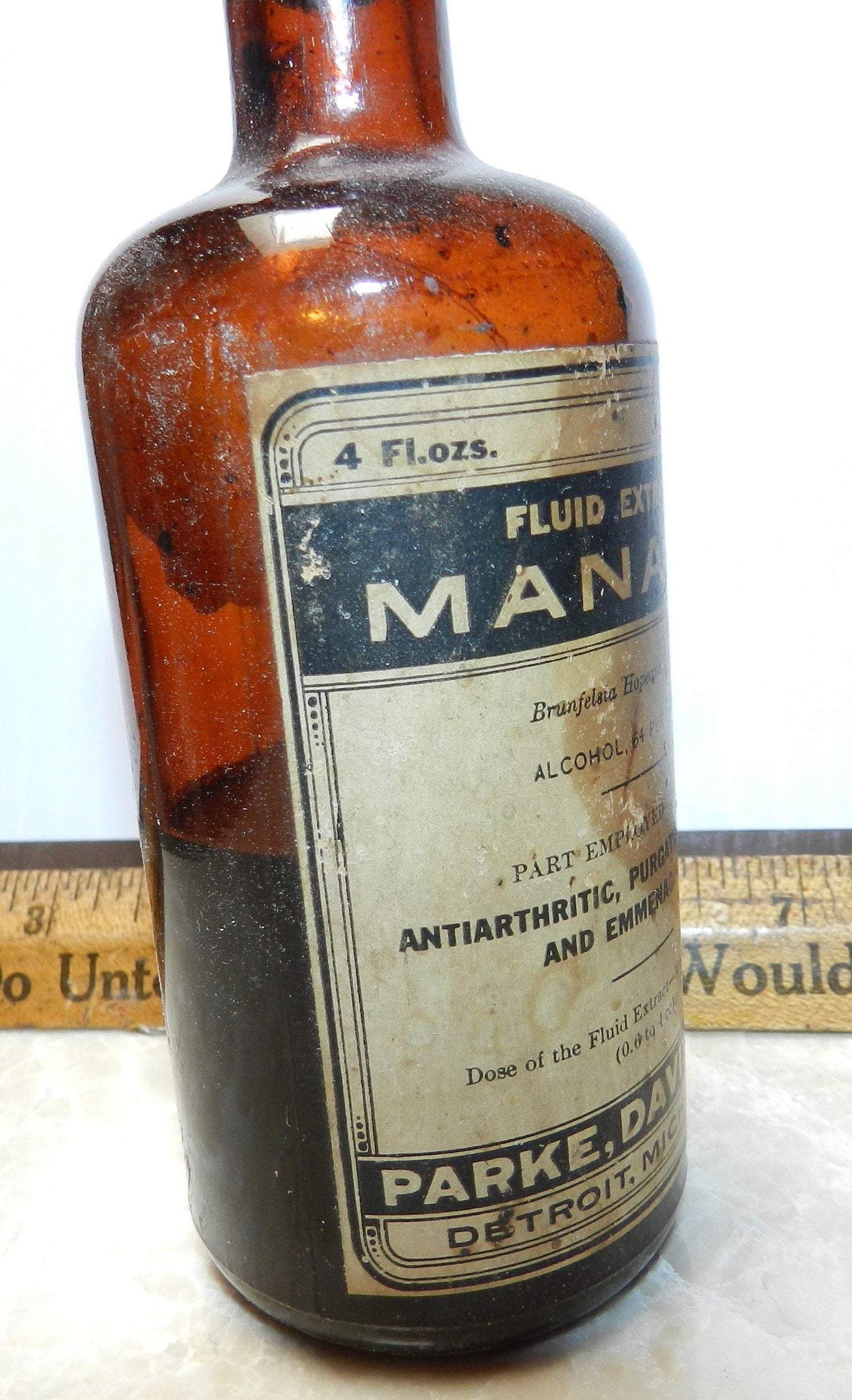 Authentic Antique Medicine Bottles - Manaca -  OTC Preparation