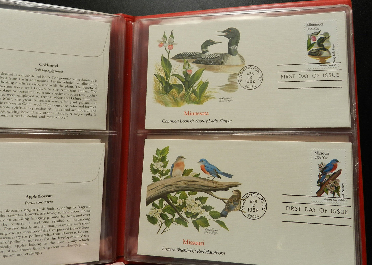 Vintage First Day Covers - Birds and Flowers of the Central Region -  Official  Red Binder - Collection Complete
