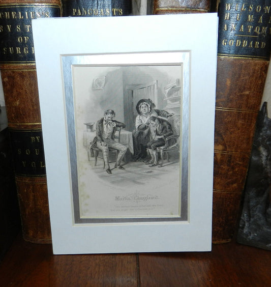 Authentic Antique  Book  Plate Etching from "Little Doritt" Novel Martin Chuzzlewit