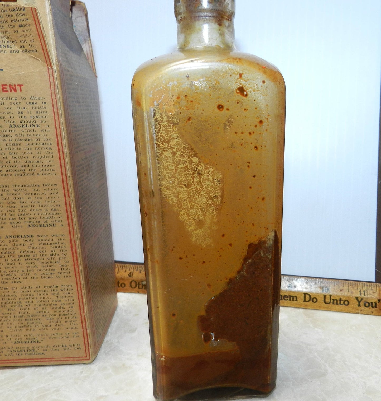 Authentic Antique Medicine Bottle - Angelina - Rheumatic - Old Apothecary