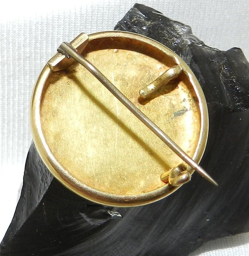 Antique Art Deco Gold Washed Pin, YG Enamel