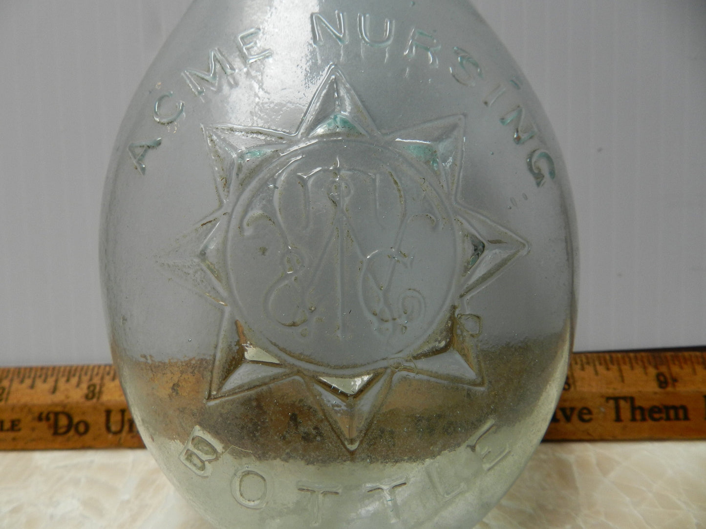 Authentic Antique Turtle Shaped Nursing Bottle - Pale Green - 1900  -Baby Bottle