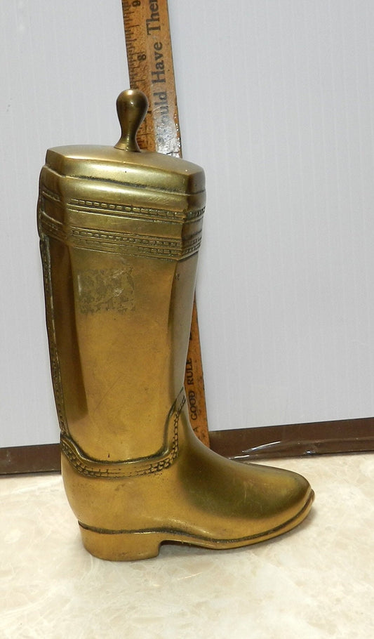 Vintage Brass Riding Boot Bookend - Equestrian Boot - Heavy Book End